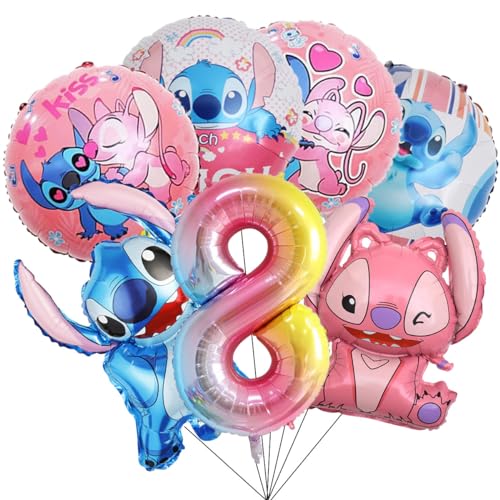 Geburtstag Party Set, 7 Stück Cartoon Geburtstag Luftballons, Folienballon Deko 8 Jahre, Kinder Geburtstag Luftballons Dekoration, Geburtstagsdeko für Jungen Mädchen von LGZIN