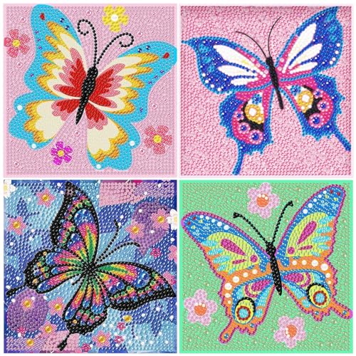 LGZIN 4 Stück 5D Diamond Painting Kinder, Set Full Diamant Painting Bilder Kinder, Diamond Painting Kinder Erwachsene mit Holzrahmen Schmetterlings, DIY Diamant Painting Bilder Set für Wanddekoration LGZIN 4 Stück 5D Diamond Painting Kinder, Set Full Diamant Painting Bilder Kinder, Diamond Painting Kinder Erwachsene mit Holzrahmen Schmetterlings, DIY Diamant Painting Bilder Set für Wanddekoration von LGZIN