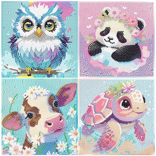 LGZIN 4 Stück 5D Diamond Painting Kinder, Set Full Diamant Painting Bilder Kinder, Diamond Painting Kinder Erwachsene mit Holzrahmen Tiere, DIY Diamant Painting Bilder Set für Wanddekoration LGZIN 4 Stück 5D Diamond Painting Kinder, Set Full Diamant Painting Bilder Kinder, Diamond Painting Kinder Erwachsene mit Holzrahmen Tiere, DIY Diamant Painting Bilder Set für Wanddekoration von LGZIN