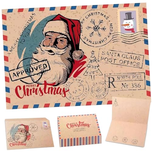Weihnachtskarten mit Umschlag Set, 15 Stück Weihnachten Karten, Santa Claus Weihnachtskarten Set Vintage, Postkarten für Weihnachten, Grußkarten Weihnachten Frohe, Weihnachten Klappkarten von LGZIN