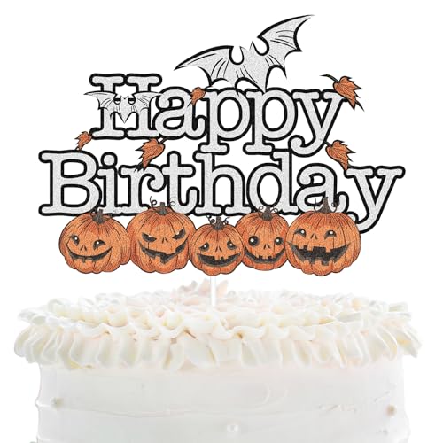 Halloween Happy Birthday Cake Topper – Halloween Geburtstag Kürbisse Fledermäuse Schwarz Glitzer Kuchen Topper – Halloween Kindergeburtstag Party Freitag Die 13. Party Kuchen Derocation Halloween Happy Birthday Cake Topper – Halloween Geburtstag Kürbisse Fledermäuse Schwarz Glitzer Kuchen Topper – Halloween Kindergeburtstag Party Freitag Die 13. Party Kuchen Derocation von LHCING