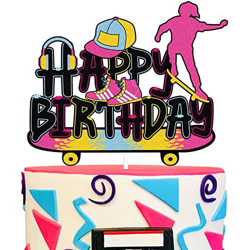 Mädchen Skateboard Happy Birthday Cake Topper - 80er Jahre Retro Geburtstag Party Glitzer Skateboard Kuchen Topper - Sport Skateboarden Geburtstag Party Kuchen Topper Dekoration Mädchen Skateboard Happy Birthday Cake Topper - 80er Jahre Retro Geburtstag Party Glitzer Skateboard Kuchen Topper - Sport Skateboarden Geburtstag Party Kuchen Topper Dekoration von LHCING