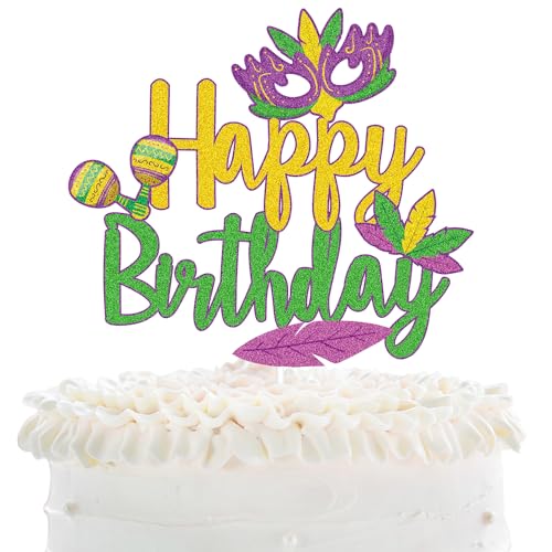 Tortenaufsatz mit Mardi Gras Happy Birthday von LHCING