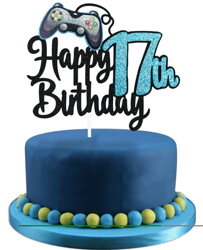Videospiel Happy 17th Birthday Cake Topper - Videospiel Jungen 17. Geburtstag Party Blau Kuchen Supplies - Game On Level Up Gewinner Party Dekoration Videospiel Happy 17th Birthday Cake Topper - Videospiel Jungen 17. Geburtstag Party Blau Kuchen Supplies - Game On Level Up Gewinner Party Dekoration von LHCING