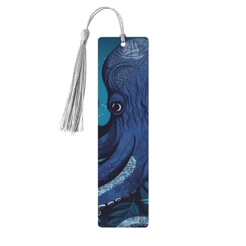 Lesezeichen, Holz-Lesezeichen mit Löchern und Quasten, blaue Oktopus-Tentakel, Illustration, Holzhandwerk, Lesezeichen, Ornamente, Holz-Lesezeichen für Damen, Herren, Buchliebhaber, Geschenke, Grau Lesezeichen, Holz-Lesezeichen mit Löchern und Quasten, blaue Oktopus-Tentakel, Illustration, Holzhandwerk, Lesezeichen, Ornamente, Holz-Lesezeichen für Damen, Herren, Buchliebhaber, Geschenke, Grau von LHCVSFGW