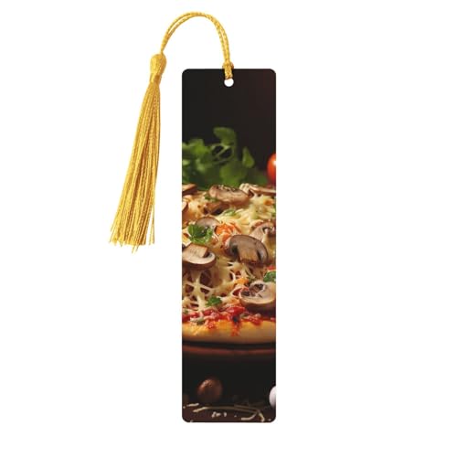 Lesezeichen aus Holz mit Löchern und Quasten, Holzanhänger, Pizza mit Pilzen und Tomaten, Holzbastel-Lesezeichen, Vintage-Lesezeichen, Ornamente, Holz-Lesezeichen für Frauen, Männer, Buchliebhaber Lesezeichen aus Holz mit Löchern und Quasten, Holzanhänger, Pizza mit Pilzen und Tomaten, Holzbastel-Lesezeichen, Vintage-Lesezeichen, Ornamente, Holz-Lesezeichen für Frauen, Männer, Buchliebhaber von LHCVSFGW