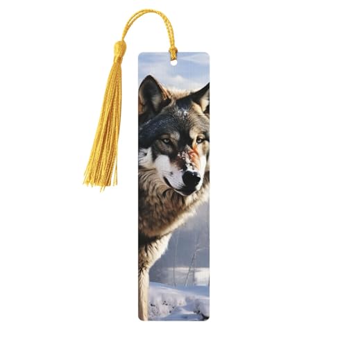 Lesezeichen aus Holz mit Löchern und Quasten, Holzanhänger, ein Wolf, der im Schnee steht, Holzhandwerk, Lesezeichen, Vintage-Lesezeichen, Ornamente, Holz-Lesezeichen für Frauen, Männer, Buchliebhaber Lesezeichen aus Holz mit Löchern und Quasten, Holzanhänger, ein Wolf, der im Schnee steht, Holzhandwerk, Lesezeichen, Vintage-Lesezeichen, Ornamente, Holz-Lesezeichen für Frauen, Männer, Buchliebhaber von LHCVSFGW