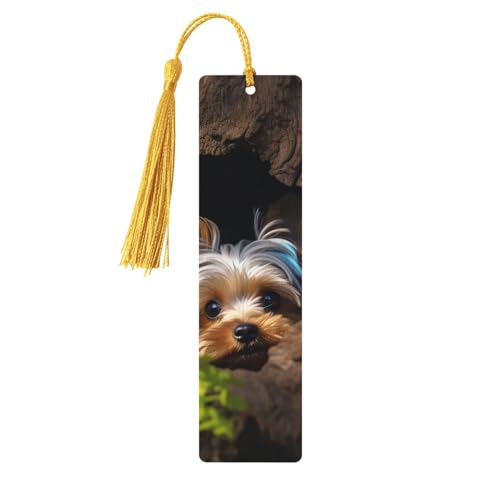 Lesezeichen aus Holz mit Löchern und Quasten, Holzanhänger "A Little Yorkshire Terrier", Vintage-Lesezeichen, Ornamente, Holz-Lesezeichen für Damen, Herren, Buchliebhaber, Geschenke, Gold Lesezeichen aus Holz mit Löchern und Quasten, Holzanhänger "A Little Yorkshire Terrier", Vintage-Lesezeichen, Ornamente, Holz-Lesezeichen für Damen, Herren, Buchliebhaber, Geschenke, Gold von LHCVSFGW