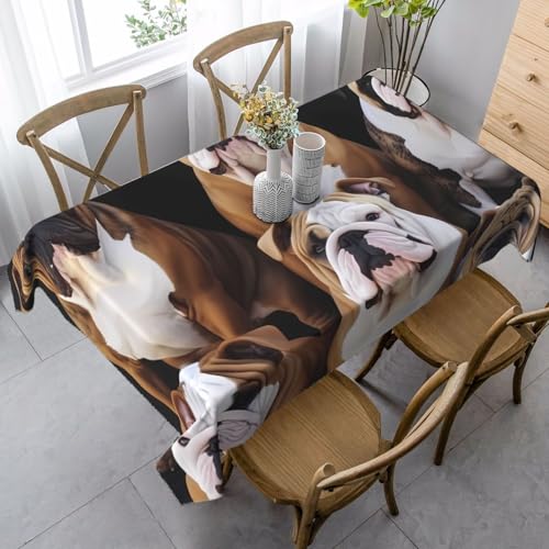 LHDGBNV Englische Bulldoggen-Tischdecken für rechteckige Tische, flecken- und knitterfrei, waschbar, moderne Küchentischdecke für Küche, Esszimmer, Picknick, Party-Dekoration, 140 x 89 cm LHDGBNV Englische Bulldoggen-Tischdecken für rechteckige Tische, flecken- und knitterfrei, waschbar, moderne Küchentischdecke für Küche, Esszimmer, Picknick, Party-Dekoration, 140 x 89 cm von LHDGBNV