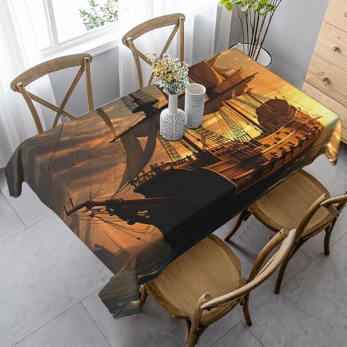 LHDGBNV Fantasy-Tischdecken mit Piratenschiff, für rechteckige Tische, flecken- und knitterfrei, waschbar, moderne Küchentischdecke für Küche, Esszimmer, Picknick, Party-Dekoration, 140 x 89 cm LHDGBNV Fantasy-Tischdecken mit Piratenschiff, für rechteckige Tische, flecken- und knitterfrei, waschbar, moderne Küchentischdecke für Küche, Esszimmer, Picknick, Party-Dekoration, 140 x 89 cm von LHDGBNV