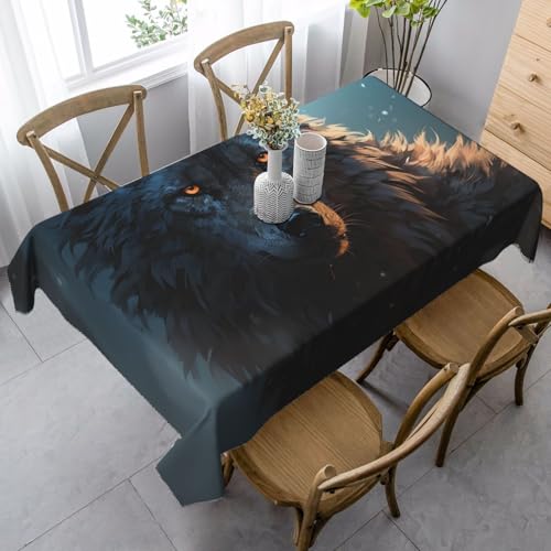LHDGBNV Fantasy Wolf Tischdecken für rechteckige Tische, flecken- und knitterfrei, waschbar, moderne Küchentischdecke für Küche, Esszimmer, Picknick, Party-Dekoration, 140 x 89 cm von LHDGBNV