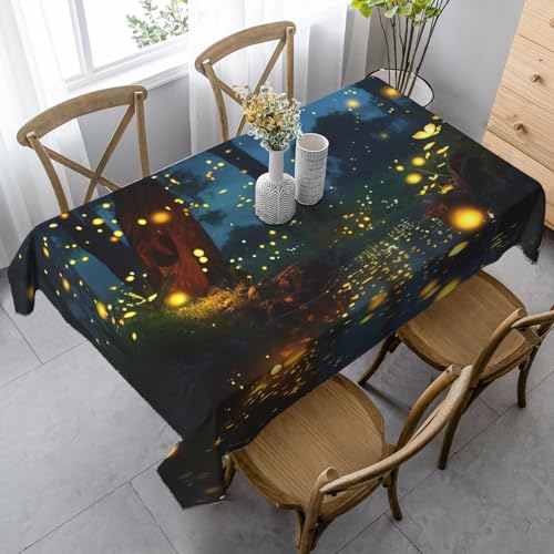 LHDGBNV Fireflies Tischdecken für rechteckige Tische, flecken- und knitterfrei, waschbar, moderne Küchentischdecke für Küche, Esszimmer, Picknick, Party-Dekoration, 140 x 89 cm von LHDGBNV