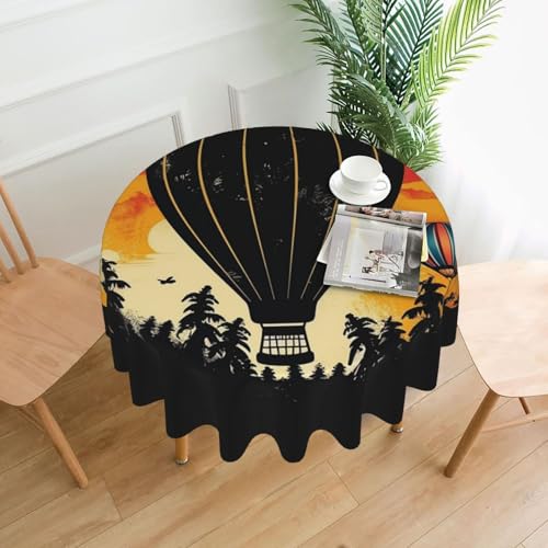 LHDGBNV Flying Heißluftballon-Tischdecke, rund, 152,4 cm, wasserdicht, flecken- und knitterfrei, runde Tischdecke, Bauernhaus-Tischdecke für Picknick, Party, Esszimmer, Zuhause, Innen- und LHDGBNV Flying Heißluftballon-Tischdecke, rund, 152,4 cm, wasserdicht, flecken- und knitterfrei, runde Tischdecke, Bauernhaus-Tischdecke für Picknick, Party, Esszimmer, Zuhause, Innen- und von LHDGBNV