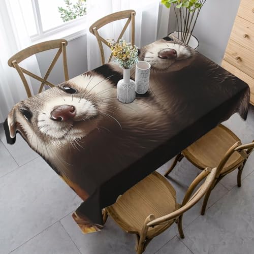 LHDGBNV Frettchen-Tischdecken für rechteckige Tische, flecken- und knitterfrei, waschbar, moderne Küchentischdecke für Küche, Esszimmer, Picknick, Party-Dekoration, 140 x 89 cm LHDGBNV Frettchen-Tischdecken für rechteckige Tische, flecken- und knitterfrei, waschbar, moderne Küchentischdecke für Küche, Esszimmer, Picknick, Party-Dekoration, 140 x 89 cm von LHDGBNV