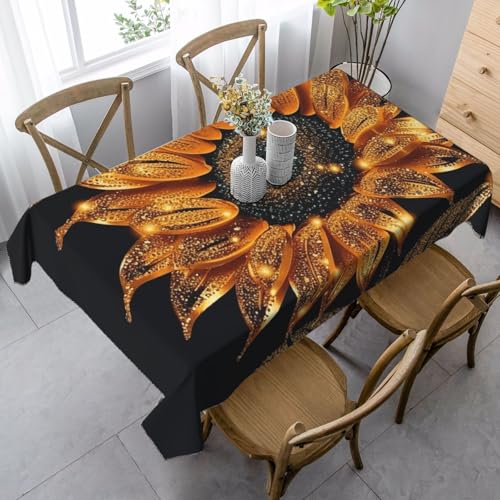 LHDGBNV Glitzernde Sonnenblumen-Tischdecken für rechteckige Tische, flecken- und knitterfrei, waschbar, moderne Küchentischdecke für Küche, Esszimmer, Picknick, Party-Dekoration, 140 x 89 cm LHDGBNV Glitzernde Sonnenblumen-Tischdecken für rechteckige Tische, flecken- und knitterfrei, waschbar, moderne Küchentischdecke für Küche, Esszimmer, Picknick, Party-Dekoration, 140 x 89 cm von LHDGBNV