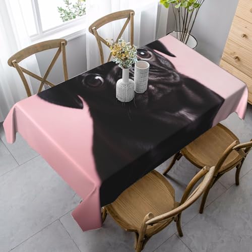 LHDGBNV Niedliche schwarze Mops-Tischdecken für rechteckige Tische, flecken- und knitterfrei, waschbar, moderne Küchentischdecke für Küche, Esszimmer, Picknick, Party-Dekoration, 140 x 89 cm LHDGBNV Niedliche schwarze Mops-Tischdecken für rechteckige Tische, flecken- und knitterfrei, waschbar, moderne Küchentischdecke für Küche, Esszimmer, Picknick, Party-Dekoration, 140 x 89 cm von LHDGBNV