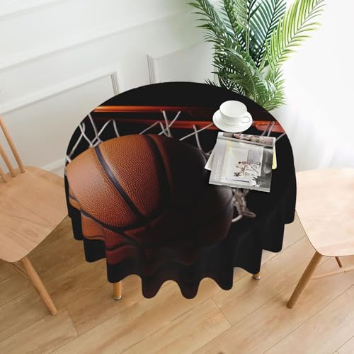 LHDGBNV Runde Basketball-Tischdecken, 152,4 cm, wasserdicht, flecken- und knitterfrei, runde Tischdecke, Bauernhaus-Tischdecke für Picknick, Party, Esszimmer, Zuhause, Innen- und Außenbereich LHDGBNV Runde Basketball-Tischdecken, 152,4 cm, wasserdicht, flecken- und knitterfrei, runde Tischdecke, Bauernhaus-Tischdecke für Picknick, Party, Esszimmer, Zuhause, Innen- und Außenbereich von LHDGBNV