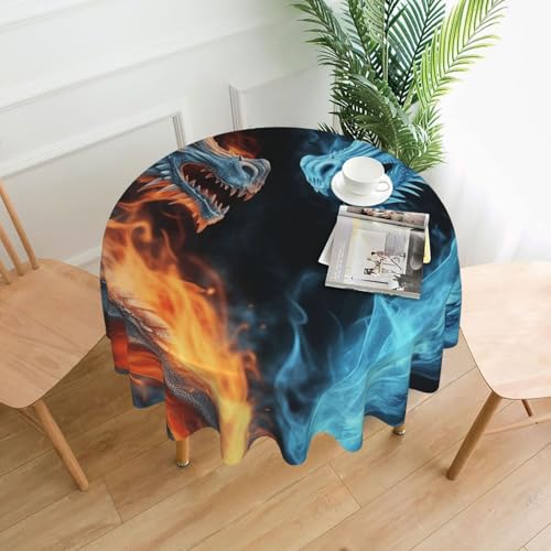 LHDGBNV Runde Tischdecke mit Eis- und Feuerdrachen, 152,4 cm, wasserdicht, flecken- und knitterfrei, kreisförmig, für Picknick, Party, Esszimmer, Zuhause, Innen- und Außenbereich LHDGBNV Runde Tischdecke mit Eis- und Feuerdrachen, 152,4 cm, wasserdicht, flecken- und knitterfrei, kreisförmig, für Picknick, Party, Esszimmer, Zuhause, Innen- und Außenbereich von LHDGBNV