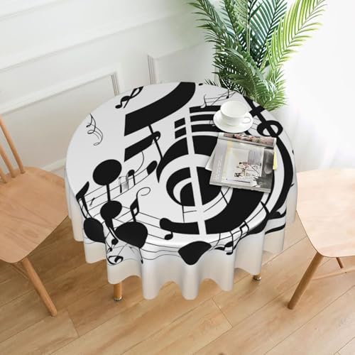 LHDGBNV Runde Tischdecke mit Musiknoten, 152,4 cm, wasserdicht, flecken- und knitterfrei, kreisförmig, Tischdecke für Picknick, Party, Esszimmer, Zuhause, Innen- und Außenbereich LHDGBNV Runde Tischdecke mit Musiknoten, 152,4 cm, wasserdicht, flecken- und knitterfrei, kreisförmig, Tischdecke für Picknick, Party, Esszimmer, Zuhause, Innen- und Außenbereich von LHDGBNV