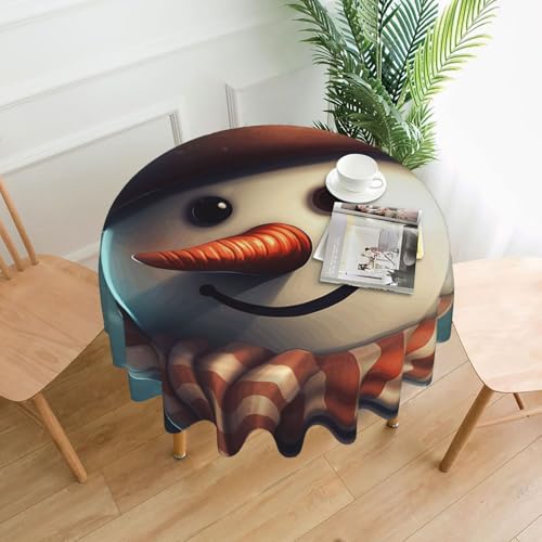 LHDGBNV Runde Tischdecke mit Schneemann mit Hut, 152,4 cm, wasserdicht, flecken- und knitterfrei, kreisförmig, Tischdecke für Picknick, Party, Esszimmer, Zuhause, Innen- und Außenbereich LHDGBNV Runde Tischdecke mit Schneemann mit Hut, 152,4 cm, wasserdicht, flecken- und knitterfrei, kreisförmig, Tischdecke für Picknick, Party, Esszimmer, Zuhause, Innen- und Außenbereich von LHDGBNV