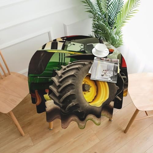 LHDGBNV Runde Tischdecke mit Traktor-Motiv, 152,4 cm, wasserdicht, flecken- und knitterfrei, runde Tischdecke, Bauernhaus-Tischdecke für Picknick, Party, Esszimmer, Zuhause, Innen- und Außenbereich LHDGBNV Runde Tischdecke mit Traktor-Motiv, 152,4 cm, wasserdicht, flecken- und knitterfrei, runde Tischdecke, Bauernhaus-Tischdecke für Picknick, Party, Esszimmer, Zuhause, Innen- und Außenbereich von LHDGBNV