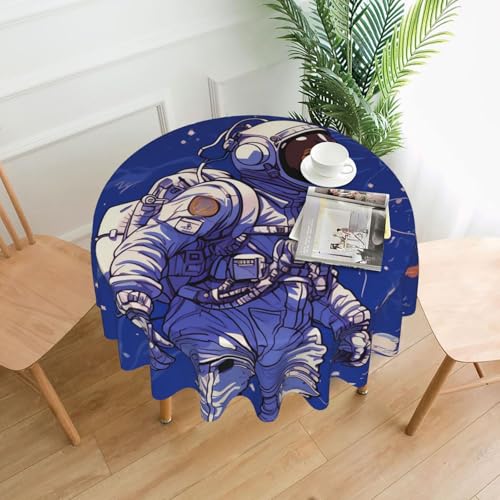 LHDGBNV Runde Tischdecke mit schwarzem Astronaut auf blauem Hintergrund, 152,4 cm, wasserdicht, flecken- und knitterfrei, für Picknick, Party, Esszimmer, Zuhause, Innen- und Außenbereich LHDGBNV Runde Tischdecke mit schwarzem Astronaut auf blauem Hintergrund, 152,4 cm, wasserdicht, flecken- und knitterfrei, für Picknick, Party, Esszimmer, Zuhause, Innen- und Außenbereich von LHDGBNV