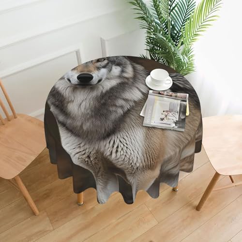 LHDGBNV Runde Tischdecken mit wildem wilden Wolf, 152,4 cm, wasserdicht, flecken- und knitterfrei, runde Tischdecke, Bauernhaus-Tischdecke für Picknick, Party, Esszimmer, Zuhause, Innen- und LHDGBNV Runde Tischdecken mit wildem wilden Wolf, 152,4 cm, wasserdicht, flecken- und knitterfrei, runde Tischdecke, Bauernhaus-Tischdecke für Picknick, Party, Esszimmer, Zuhause, Innen- und von LHDGBNV