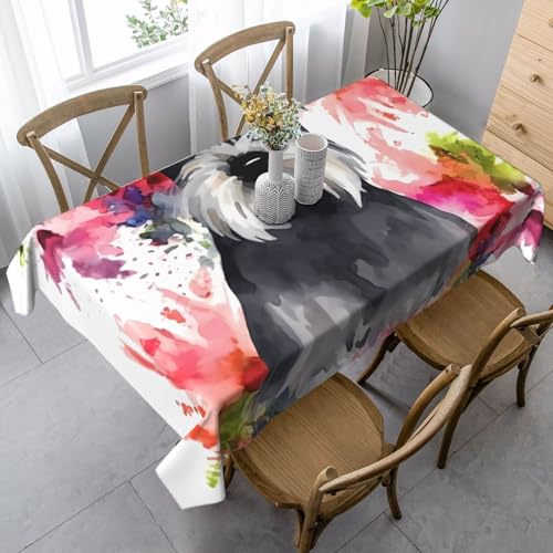 LHDGBNV Schnauzer Tischdecken für rechteckige Tische, flecken- und knitterfrei, waschbar, moderne Küchentischdecke für Küche, Esszimmer, Picknick, Party-Dekoration, 140 x 89 cm von LHDGBNV