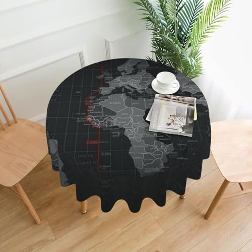 LHDGBNV Schwarze Weltkartentischdecken, rund, 152,4 cm, wasserdicht, flecken- und knitterfrei, für Picknick, Party, Esszimmer, Zuhause, Innen- und Außenbereich LHDGBNV Schwarze Weltkartentischdecken, rund, 152,4 cm, wasserdicht, flecken- und knitterfrei, für Picknick, Party, Esszimmer, Zuhause, Innen- und Außenbereich von LHDGBNV