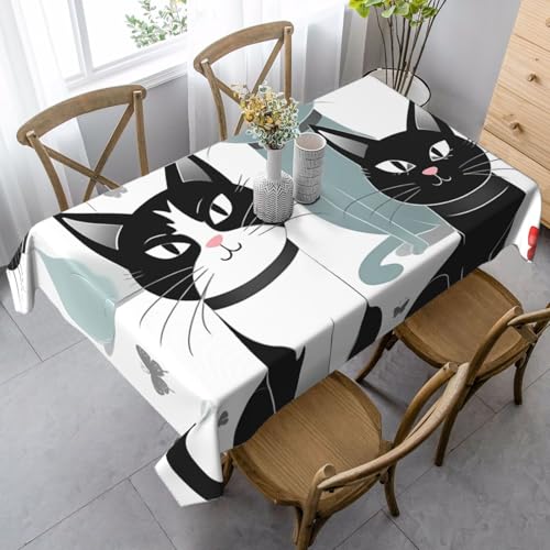 LHDGBNV Schwarze und weiße Katzentischdecken für rechteckige Tische, flecken- und knitterfrei, waschbare Tischdecke, moderne Küchentischdecke für Küche, Esszimmer, Picknick, Party-Dekoration, 140 x 89 LHDGBNV Schwarze und weiße Katzentischdecken für rechteckige Tische, flecken- und knitterfrei, waschbare Tischdecke, moderne Küchentischdecke für Küche, Esszimmer, Picknick, Party-Dekoration, 140 x 89 von LHDGBNV