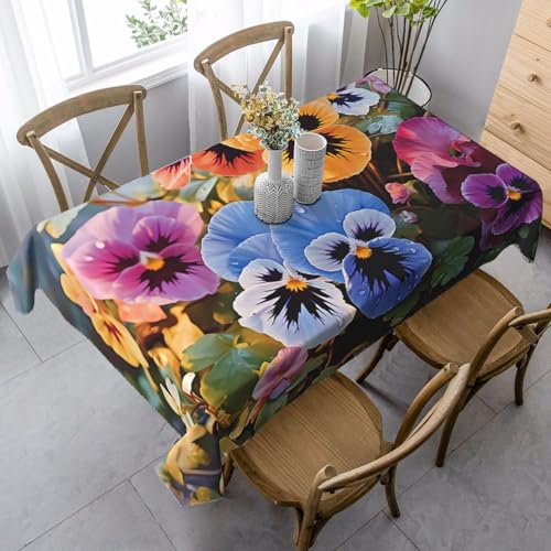 LHDGBNV Stiefmütterchen-Blumen-Tischdecken für rechteckige Tische, flecken- und knitterfrei, waschbar, moderne Küchentischdecke für Küche, Esszimmer, Picknick, Party-Dekoration, 140 x 89 cm LHDGBNV Stiefmütterchen-Blumen-Tischdecken für rechteckige Tische, flecken- und knitterfrei, waschbar, moderne Küchentischdecke für Küche, Esszimmer, Picknick, Party-Dekoration, 140 x 89 cm von LHDGBNV