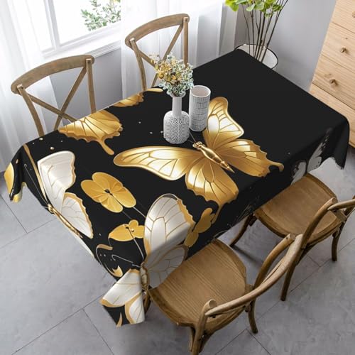 LHDGBNV Tischdecke für rechteckige Tische, flecken- und knitterfrei, waschbar, moderne Küchentischdecke für Küche, Esszimmer, Picknick, Party, Dekoration, 140 x 89 cm, Goldweiß / Schwarz LHDGBNV Tischdecke für rechteckige Tische, flecken- und knitterfrei, waschbar, moderne Küchentischdecke für Küche, Esszimmer, Picknick, Party, Dekoration, 140 x 89 cm, Goldweiß / Schwarz von LHDGBNV