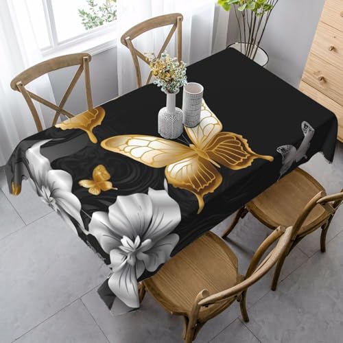 LHDGBNV Tischdecke für rechteckige Tische, flecken- und knitterfrei, waschbar, moderne Küchentischdecke für Küche, Esszimmer, Picknick, Party, Dekoration, 140 x 89 cm, Goldweiß / Schwarz LHDGBNV Tischdecke für rechteckige Tische, flecken- und knitterfrei, waschbar, moderne Küchentischdecke für Küche, Esszimmer, Picknick, Party, Dekoration, 140 x 89 cm, Goldweiß / Schwarz von LHDGBNV