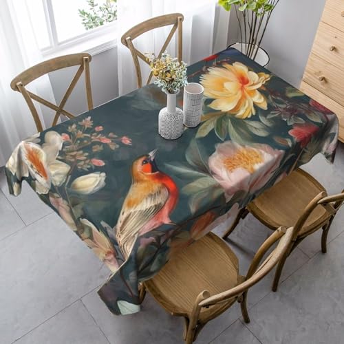 LHDGBNV Tischdecke mit Blumen und Vögeln für rechteckige Tische, flecken- und knitterfrei, waschbar, moderne Küchentischdecke für Küche, Esszimmer, Picknick, Party-Dekoration, 140 x 89 cm LHDGBNV Tischdecke mit Blumen und Vögeln für rechteckige Tische, flecken- und knitterfrei, waschbar, moderne Küchentischdecke für Küche, Esszimmer, Picknick, Party-Dekoration, 140 x 89 cm von LHDGBNV