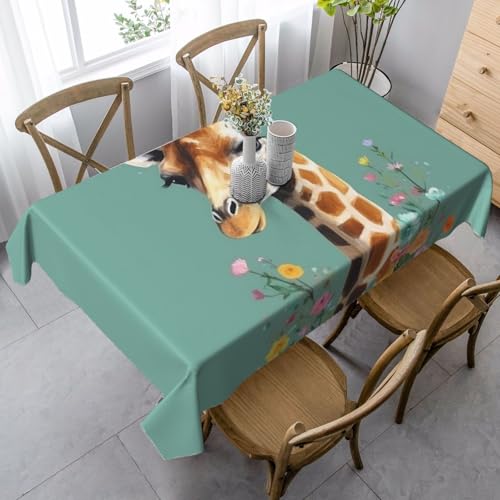 LHDGBNV Tischdecke mit Giraffe mit Blumen für rechteckige Tische, flecken- und knitterfrei, waschbar, moderne Küchentischdecke für Küche, Esszimmer, Picknick, Party-Dekoration, 140 x 89 cm LHDGBNV Tischdecke mit Giraffe mit Blumen für rechteckige Tische, flecken- und knitterfrei, waschbar, moderne Küchentischdecke für Küche, Esszimmer, Picknick, Party-Dekoration, 140 x 89 cm von LHDGBNV