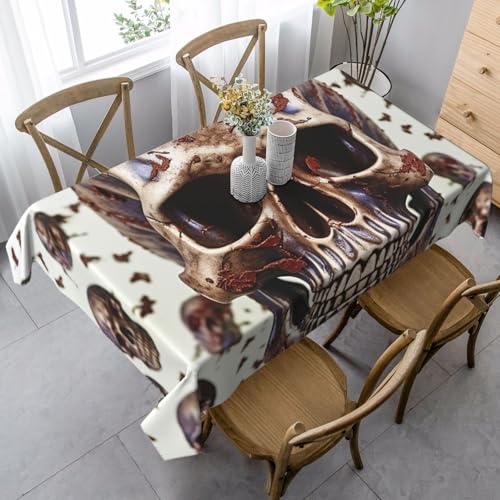 LHDGBNV Tischdecke mit Totenkopf auf weißem Hintergrund, flecken- und knitterfrei, waschbar, moderne Küchentischdecke für Küche, Esszimmer, Picknick, Party-Dekoration, 140 x 89 cm LHDGBNV Tischdecke mit Totenkopf auf weißem Hintergrund, flecken- und knitterfrei, waschbar, moderne Küchentischdecke für Küche, Esszimmer, Picknick, Party-Dekoration, 140 x 89 cm von LHDGBNV