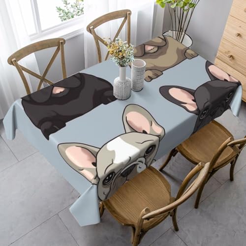 LHDGBNV Tischdecke mit französischer Bulldogge für rechteckige Tische, flecken- und knitterfrei, waschbar, moderne Küchentischdecke für Küche, Esszimmer, Picknick, Party-Dekoration, 140 x 89 cm LHDGBNV Tischdecke mit französischer Bulldogge für rechteckige Tische, flecken- und knitterfrei, waschbar, moderne Küchentischdecke für Küche, Esszimmer, Picknick, Party-Dekoration, 140 x 89 cm von LHDGBNV