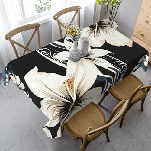 LHDGBNV Tischdecke mit hawaiianischen Blumen, flecken- und knitterfrei, waschbar, moderne Küchentischdecke für Küche, Esszimmer, Picknick, Party, Dekoration, 140 x 89 cm, Schwarz und Weiß LHDGBNV Tischdecke mit hawaiianischen Blumen, flecken- und knitterfrei, waschbar, moderne Küchentischdecke für Küche, Esszimmer, Picknick, Party, Dekoration, 140 x 89 cm, Schwarz und Weiß von LHDGBNV