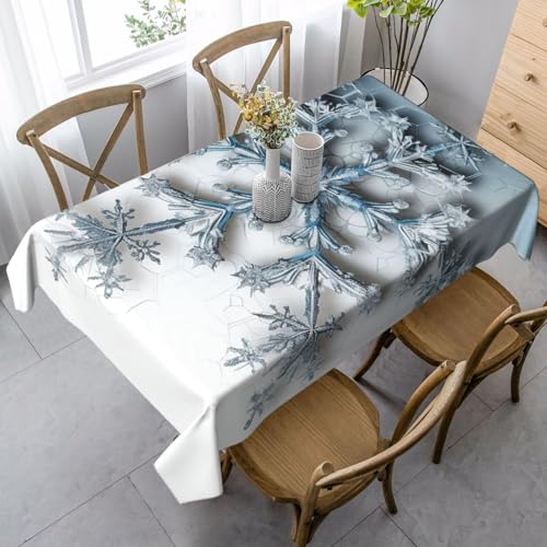 LHDGBNV Transparente Schneeflocken-Tischdecken für rechteckige Tische, flecken- und knitterfrei, waschbar, moderne Küchentischdecke für Küche, Esszimmer, Picknick, Party-Dekoration, 140 x 89 cm LHDGBNV Transparente Schneeflocken-Tischdecken für rechteckige Tische, flecken- und knitterfrei, waschbar, moderne Küchentischdecke für Küche, Esszimmer, Picknick, Party-Dekoration, 140 x 89 cm von LHDGBNV