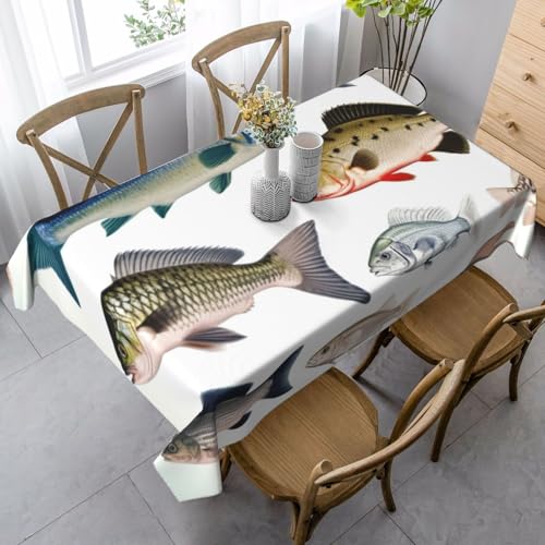 LHDGBNV Verschiedene Fisch-Tischdecken für rechteckige Tische, flecken- und knitterfrei, waschbar, moderne Küchentischdecke für Küche, Esszimmer, Picknick, Party-Dekoration, 140 x 89 cm LHDGBNV Verschiedene Fisch-Tischdecken für rechteckige Tische, flecken- und knitterfrei, waschbar, moderne Küchentischdecke für Küche, Esszimmer, Picknick, Party-Dekoration, 140 x 89 cm von LHDGBNV