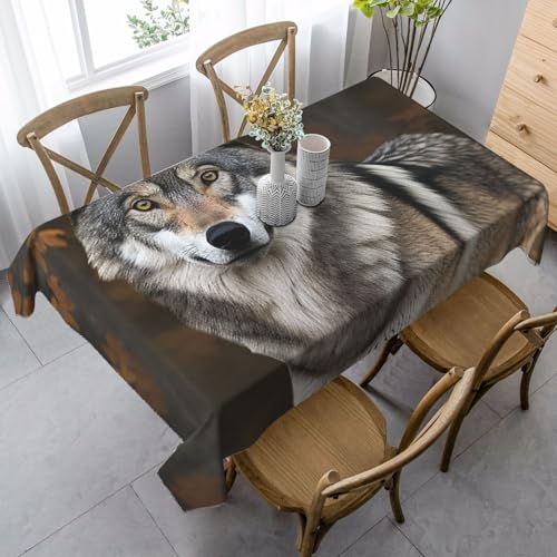 LHDGBNV Wild Wild Grey Wolf Tischdecken für rechteckige Tische, flecken- und knitterfrei, waschbar, moderne Küchentischdecke für Küche, Esszimmer, Picknick, Party-Dekoration, 140 x 89 cm LHDGBNV Wild Wild Grey Wolf Tischdecken für rechteckige Tische, flecken- und knitterfrei, waschbar, moderne Küchentischdecke für Küche, Esszimmer, Picknick, Party-Dekoration, 140 x 89 cm von LHDGBNV