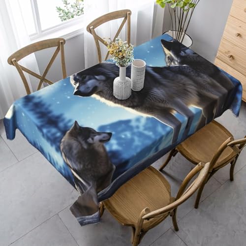 LHDGBNV Wolfs Tischdecken für rechteckige Tische, flecken- und knitterfrei, waschbar, moderne Küchentischdecke für Küche, Esszimmer, Picknick, Party-Dekoration, 140 x 89 cm LHDGBNV Wolfs Tischdecken für rechteckige Tische, flecken- und knitterfrei, waschbar, moderne Küchentischdecke für Küche, Esszimmer, Picknick, Party-Dekoration, 140 x 89 cm von LHDGBNV