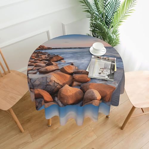 LHFIOHIRG (Beach Maui Hawaii Sonnenuntergang Meer Wellen Wolken) Runde Tischdecke 152cm knitterfrei waschbar Tischdecke für Küche Esszimmer Urlaub Party Picknick von LHFIOHIRG