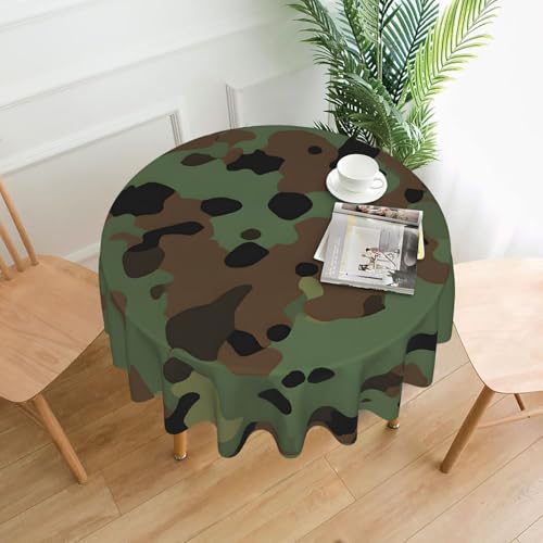 LHFIOHIRG (Camouflage Muster) Runde Tischdecke, 152 cm, knitterfrei, waschbar, Tischdecke für Küche, Esszimmer, Urlaub, Party, Picknick von LHFIOHIRG