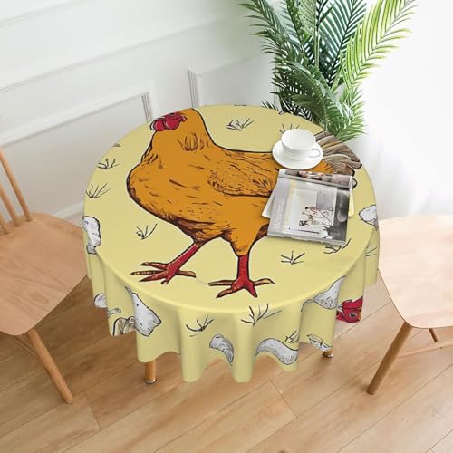 LHFIOHIRG (Chicken Chick) Runde Tischdecke, 152 cm, knitterfrei, waschbar, Tischdecke für Küche, Esszimmer, Urlaub, Party, Picknick von LHFIOHIRG