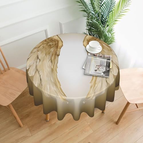 LHFIOHIRG (Engelsflügel) Runde Tischdecke, 152 cm, knitterfrei, waschbar, Tischtuch für Küche, Esszimmer, Urlaub, Party, Picknick von LHFIOHIRG