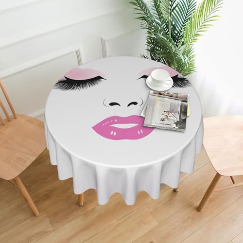 LHFIOHIRG (Eyelash Lip White) Runde Tischdecke, 152 cm, knitterfrei, waschbar, Tischdecke für Küche, Esszimmer, Urlaub, Party, Picknick von LHFIOHIRG