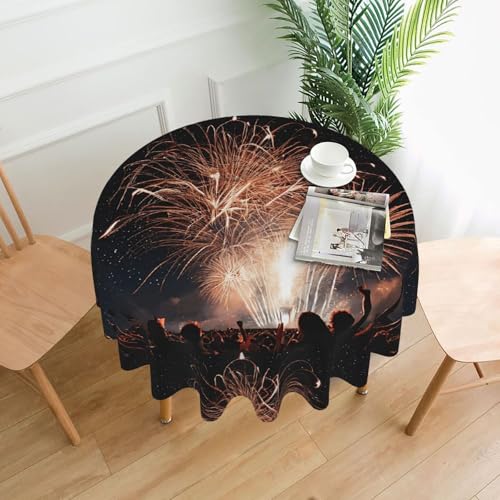 LHFIOHIRG (Fireworks) Runde Tischdecke, 152 cm, knitterfrei, waschbar, Tischdecke für Küche, Esszimmer, Urlaub, Party, Picknick von LHFIOHIRG