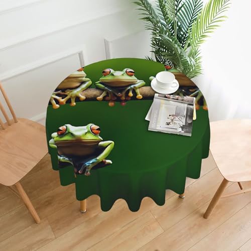 LHFIOHIRG (Funny Frogs) Runde Tischdecke, 152 cm, knitterfrei, waschbar, Tischdecke für Küche, Esszimmer, Urlaub, Party, Picknick von LHFIOHIRG