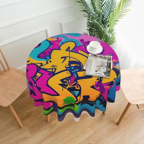 LHFIOHIRG (Graffiti Wall) Runde Tischdecke, 152 cm, knitterfrei, waschbar, Tischdecke für Küche, Esszimmer, Urlaub, Party, Picknick von LHFIOHIRG